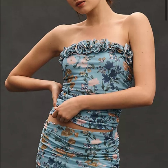 Anthropologie Tops - Floral Strapless Top Anthropologie